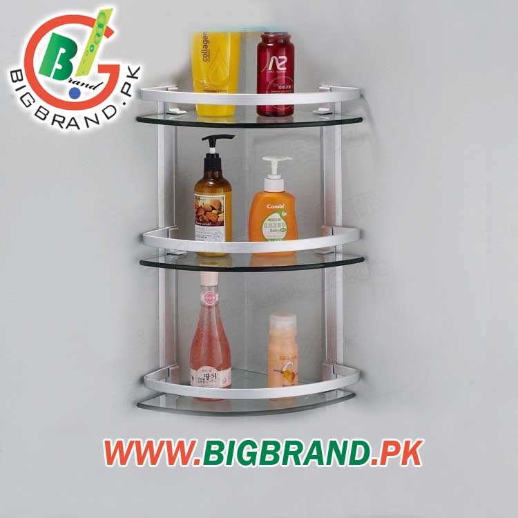 Three Layer Glass Bathroom Corner Rack